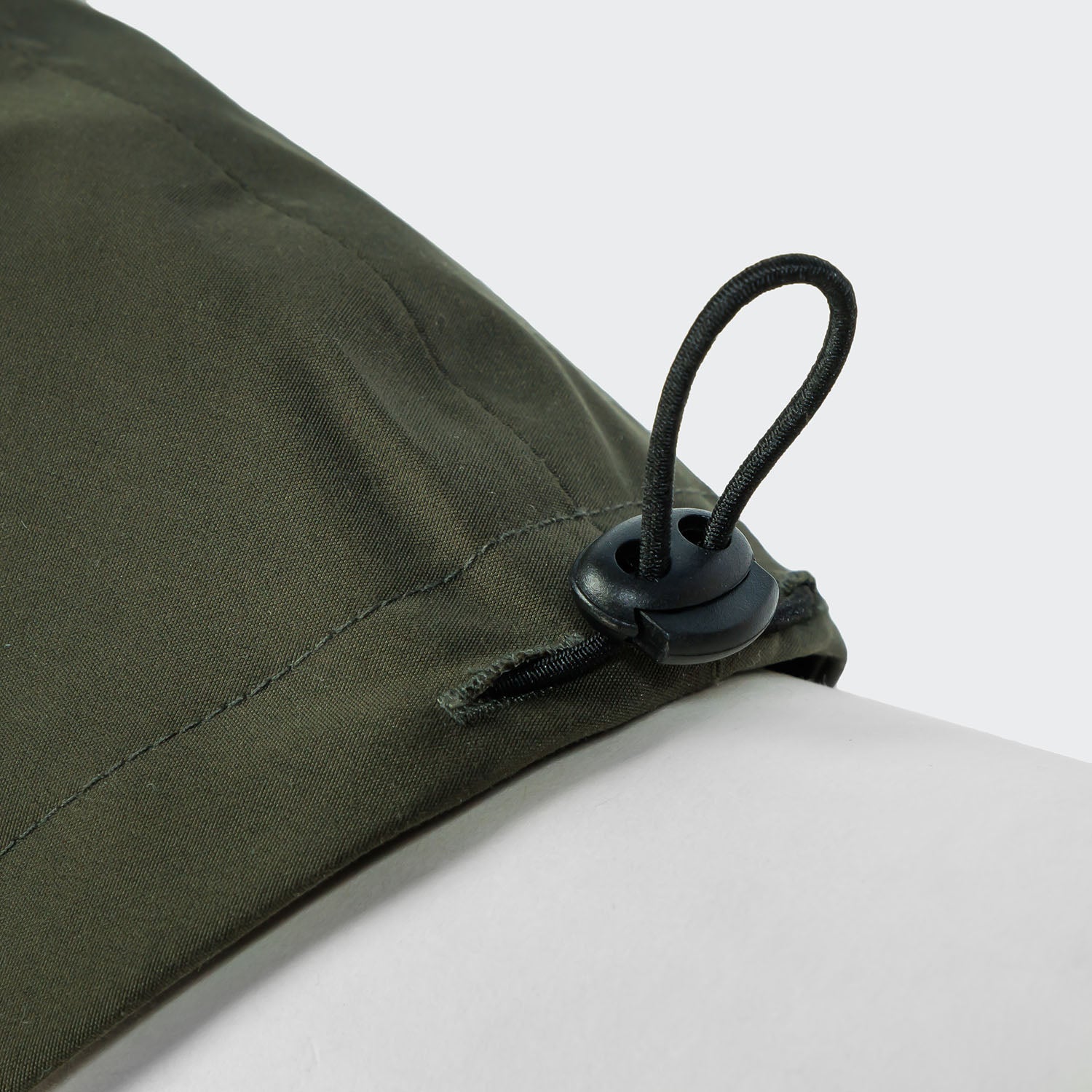 Detail image of dog raincoat in dark green