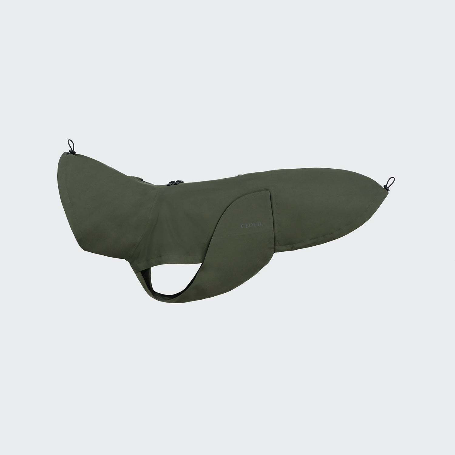 Image of dog raincoat in dark green