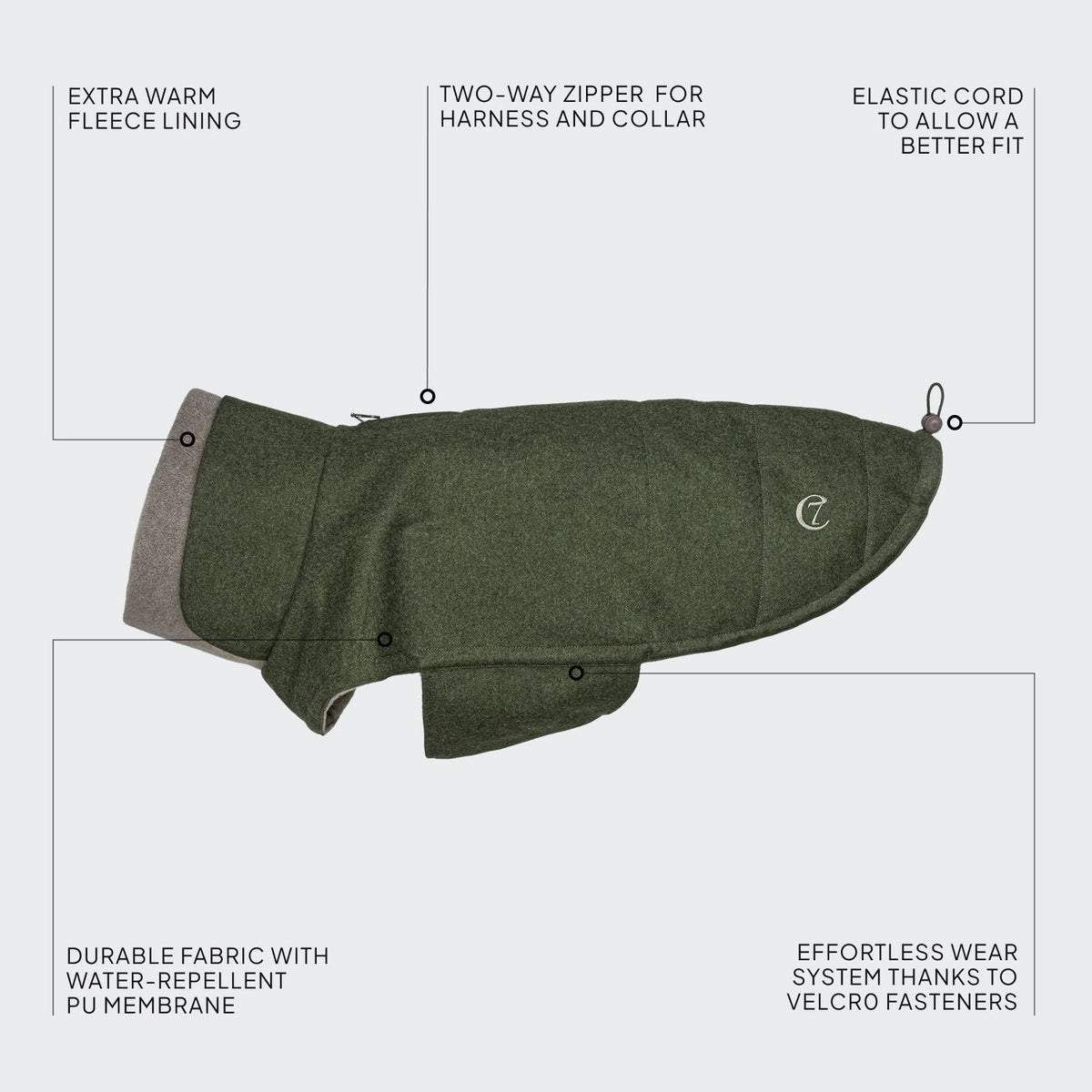 Dachshund Coat Brooklyn Flannel Fern Green