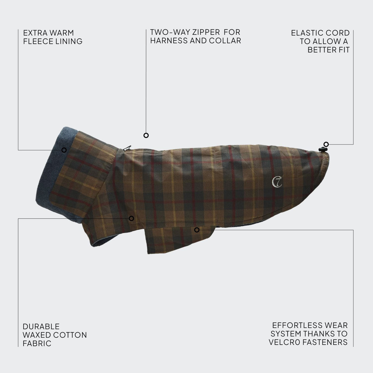 Dachshund Coat Brooklyn Waxed Tartan
