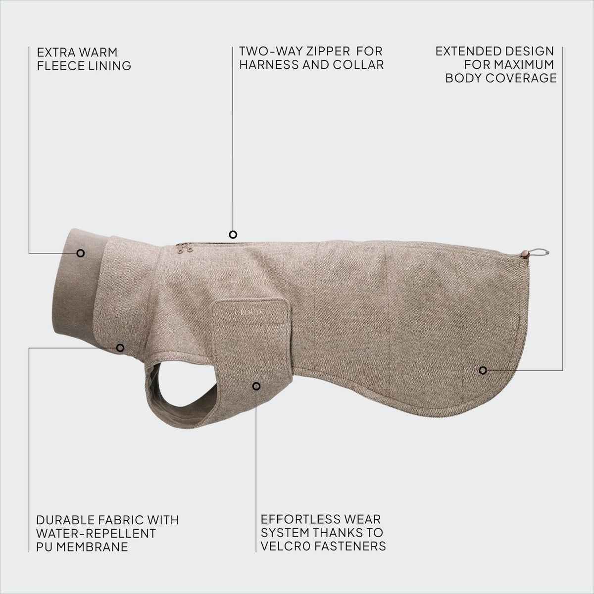 Sighthound Coat Brooklyn Long Tweed Beige